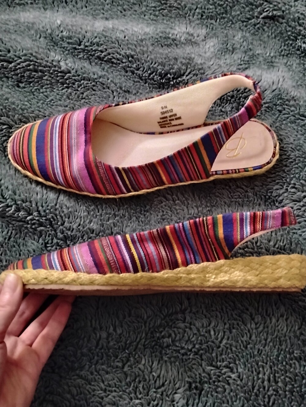 NEW Beacon Multicolored Slingbacks Sandals Espadrilles Women's Size 9